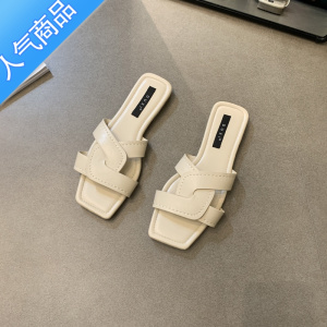 SUNTEK网红半拖凉鞋女夏季外穿时尚2023年新款韩式仙女风一字女士凉拖鞋