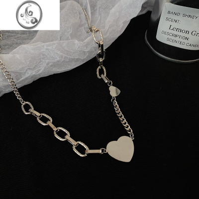 JiMi设计感爱心拼接项链女轻奢小众锁骨链夏ins嘻哈辣妹甜酷卫衣配饰