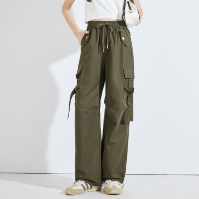 [3件8.5折127.4元,叠加优惠券]唐狮美式工装裤女秋冬新款女高腰宽松阔腿裤辣妹运动休闲裤