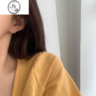 JiMi一字后挂925银耳钉简约女秋冬小巧精致两戴气质韩版耳饰耳环潮ins