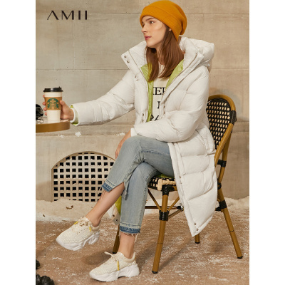 Amii极简时尚休闲90白鸭绒羽绒女2020冬季新款撞色加厚保暖外套