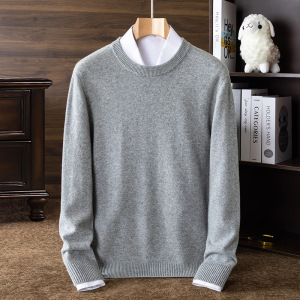 加厚全毛435克圆领羊毛衫男冬季新款纯羊毛保暖打底男士毛衣