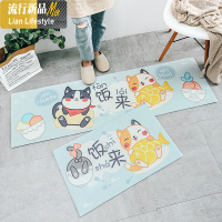 北欧ins网红厨房地垫皮革防水防油家用长条PVC可擦免洗长方形脚垫 三维工匠地毯