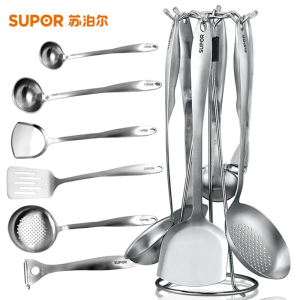 苏泊尔(SUPOR)T0908Q优质不锈钢铲子中式铲汤勺铲类易清洗典雅系列铲勺7件套