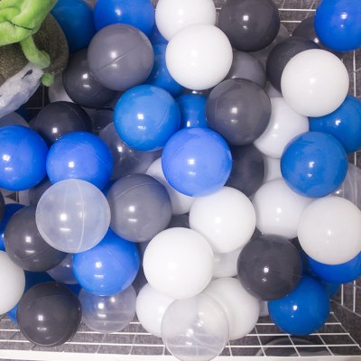 儿童海洋球婴儿彩色球透明室内宝宝玩具球池围栏马卡龙波波球7cm特厚蓝色深灰白色透明