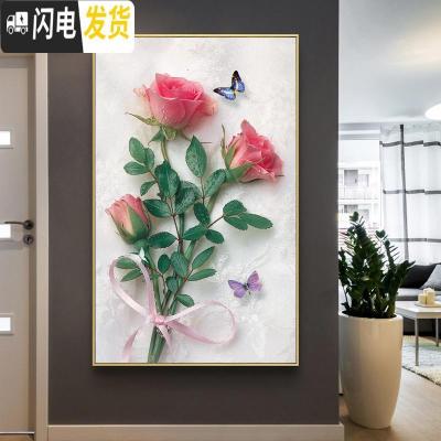 三维工匠2019年钻石画新款带框满钻客厅玫瑰花水晶十字绣小件 满钻全贴款[100*164厘米]多加30钻量、送工具包定