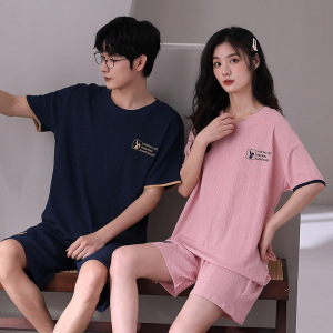 夏季韩版情侣睡衣凉感短袖短裤套装可爱卡通棉质男女家居服可外穿