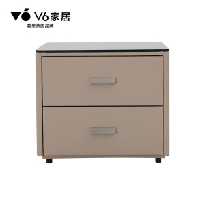 V6家居 简约现代床头柜 皮质免漆 53.5x44.5x47.5cm 带抽屉滚轮滑轨 阻尼设计
