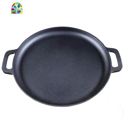 铸铁煎饼锅加厚老式煎饼鏊子生铁无涂层家用烙饼锅平底锅煎锅 FENGHOU 35cm+(锅盖+防烫麻绳)