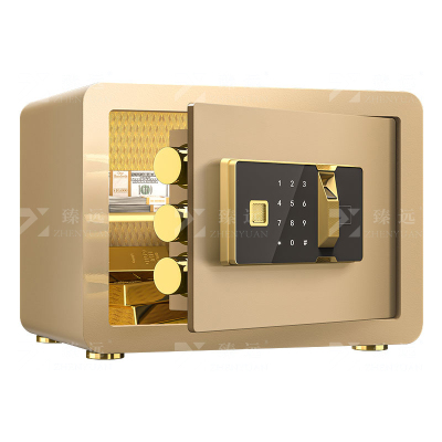臻远ZY-NW-BXGS-12 全钢实心保险柜办公防盗保险箱 高30cm金色指纹款