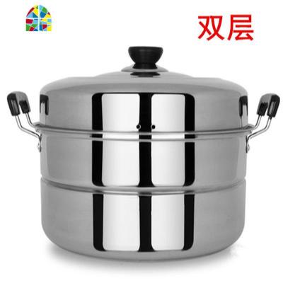 加厚双层特大号家用蒸锅不锈钢2层馒头蒸鱼锅34 36 40cm商用汤锅 FENGHOU 加厚28cm双层(两蓖)