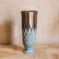 家柏饰(CORATED)釉下彩菠萝格瓷瓶柱盆怀旧艺术风格花瓶花器工艺陶瓷摆件 仿古花釉瓶(C款)