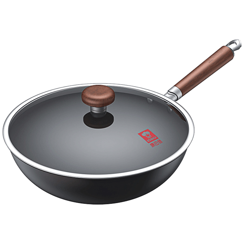 康巴赫炒锅32cm不粘锅无涂层仿生不粘铁锅平底抗菌炒锅KGL-C32T