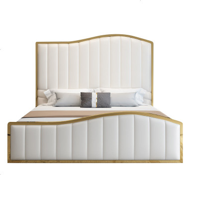 双人婚床主卧皮艺床ins风榻榻米轻奢真皮现代简约欧式1.8米带储物