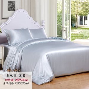 美帮汇真丝四件套桑蚕丝套件床上用品色宽幅被床单家居四件套