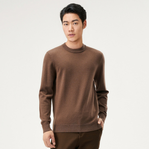 恒源祥羊毛衫男秋冬新款纯羊毛圆领针织衫中青年男士纯色毛衣