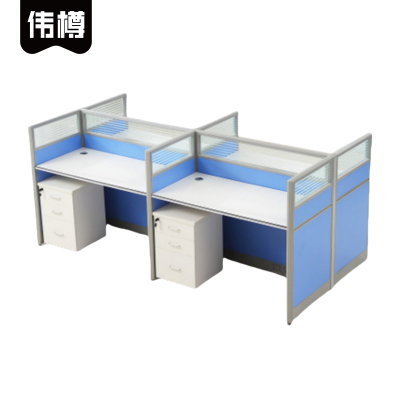 伟樽屏风办公桌四人位带柜240*120*110cm套