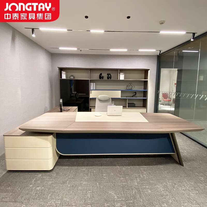 中泰(jongtay)老板桌总裁桌商务大班台简约现代领导办公桌工作台办公家具3.2米 J-AT-BA32R