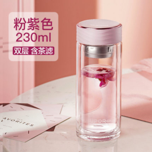 苏泊尔玻璃杯男女士茶水分离双层防烫沁系列臻系列泡茶高档礼盒装透明便携杯子