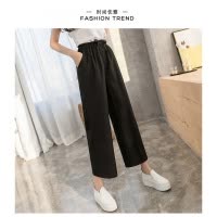 宽松阔腿裤女夏季新款韩版仿雪纺裤直筒显瘦九分高腰休闲裤子女装