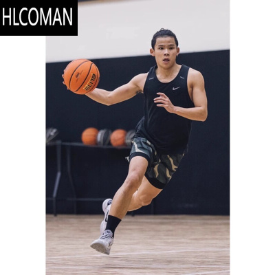 HLCOMAN美式斑马篮球三四分裤男夏街头迷彩网眼休闲运动透气训练不过膝裤