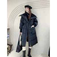 棉服女冬季中长款韩版时尚设计感棉衣过膝长款大翻领棉袄复古外套