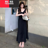 YIBUSHENG小飞袖紫色吊带连衣裙子女季2024新款海边度假法式气质绝美长裙