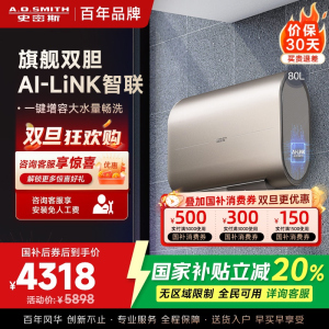 史密斯80升电热水器 家用 双胆扁桶 纤薄黑科技 大屏触控 双擎速热 E80HGDWi一级能效 储水式
