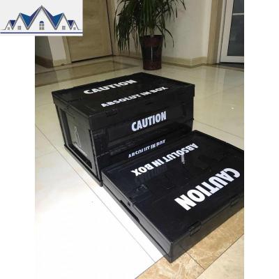 日式大号折叠收纳箱黑色车载箱家用储物整理箱52L带盖仓库周转箱 三维工匠