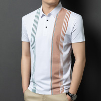 2025夏季新款翻领休闲男士条纹上衣时尚polo衫