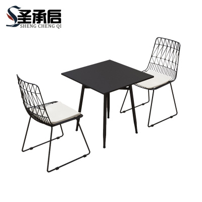 圣承启 露天桌椅套装 黑色方桌+2椅 套