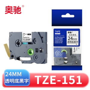 奥驰 标签色带24mm透明底黑字 TZe-151 个