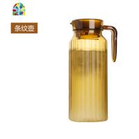 亚克力条纹八角扎壶一体茶色扎壶冷水壶果汁啤酒豆浆扎壶杯 FENGHOU 1.1L条纹(不是玻璃)配有盖凉水壶