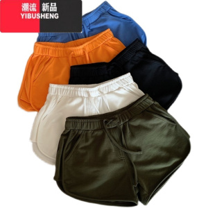 YIBUSHENG胖MM运动短裤女大码宽松显瘦高腰外穿百搭休闲裤黑色居家阔腿裤