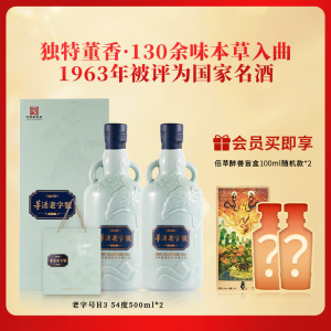 董酒[商务礼赠] 老字号H3 董香型白酒 景德镇陶瓷 非遗酿造 54度 500ml 2瓶 两瓶装