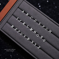 s925纯银光面26字母耳钉ins小众个性小清新风时尚气质耳骨钉批发送女朋友老婆情人节七夕生日礼物