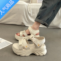 SUNTEK超火法式厚底运动凉鞋女夏外穿高级感2023新款坡跟沙滩罗马鞋