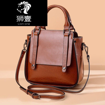 狮壹（Lionone）单肩斜挎手提包女包包女2019新款女包大容量妈咪包复古