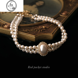 JiMi红口袋复古多层镶钻珍珠项链颈链新娘婚纱饰品小众轻奢礼服choker 纵情天真