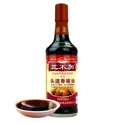 三不加头道香五星酱油500ml未加糖未加任何食品添加剂纯粮酿造炒菜凉拌500ml