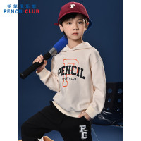 [新品5折价:89元]铅笔俱乐部童装2025秋装新款男童卫衣儿童带帽T恤中大童字母印花上衣