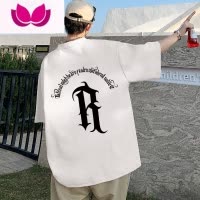 七斓美式哥特印花短袖男款夏季宽松oversize男士t恤大码百搭