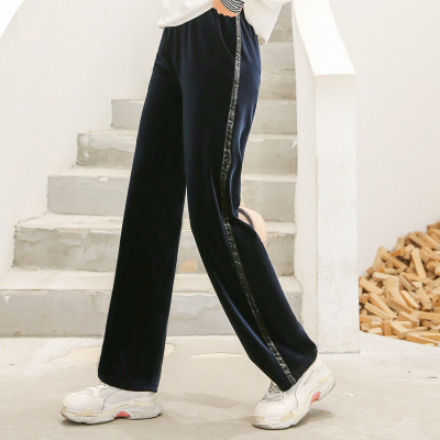 迪鲁奥（DILUAO)适合胯大腿粗的裤子胖大码常规阔腿裤2021新款早秋款女装潮时尚深蓝色大码2XL