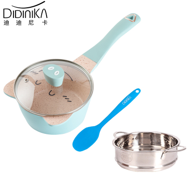 迪迪尼卡（Didinika）金猪侠宝宝辅食锅婴儿奶锅16cm小锅平底汤锅麦饭石不粘锅煮泡面热牛奶锅