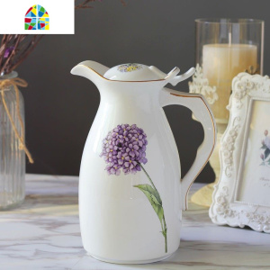 1.5升欧式大容量陶瓷冷水壶家用凉水壶耐热开水壶水杯带盖饮水具 FENGHOU 可娜玫瑰单壶