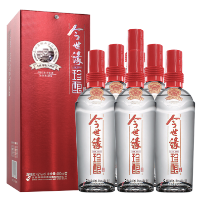 今世缘 红珍酿 42度 白酒 浓香型 整箱 480ml*6瓶 口粮酒 自饮 朋友小