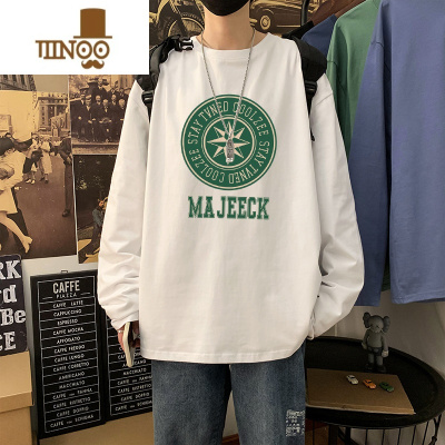 YANXU长袖t恤男款潮ins宽松2023新款白色港风潮牌高街上衣体恤