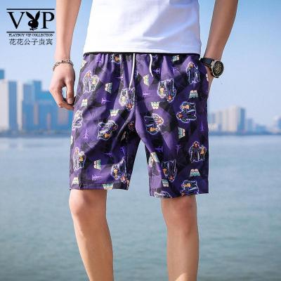 花花公子贵宾夏季大码棉沙滩裤男大裤衩休闲五分裤大裤头宽松短裤男夏天