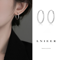 925纯银波光粼粼素圈耳环女2025年新款潮高级感小众设计耳圈耳扣送女朋友老婆情人节七夕生日礼物