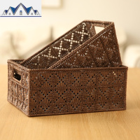 编藤编收纳筐杂物零食收纳盒桌面整理盒抽屉式编织小号置物篮子 三维工匠收纳箱